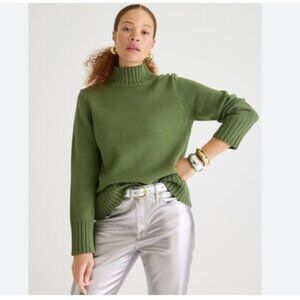 J. Crew Utility Green turtleneck sweater 100% Cotton Size S
